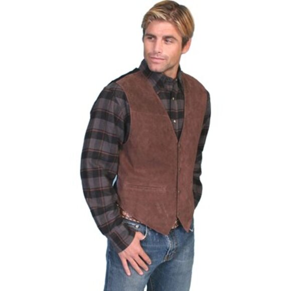Scully - Mens Satin Back Vest, size large US mens, color brown. - Picture 1 of 6